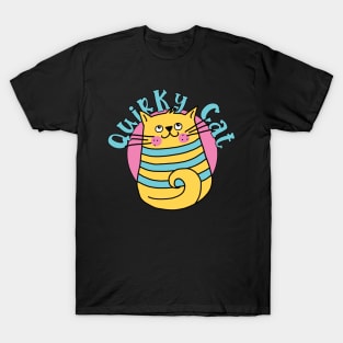 Quirky Cat Blue Stripes Cat T-Shirt